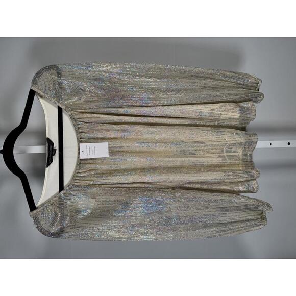 NWT Colleen Lopez Metallic Shimmer Peasant Blouse Size Small - Picture 2 of 6